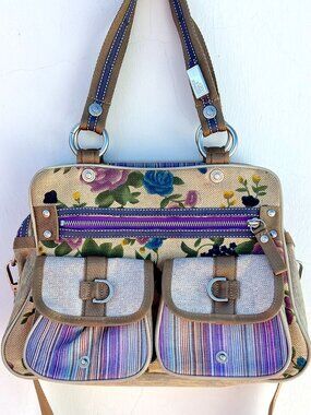 Rare GEORGE GINA & LUCY Floral Tapestry Utility Crossbody Satchel Bag Y2K